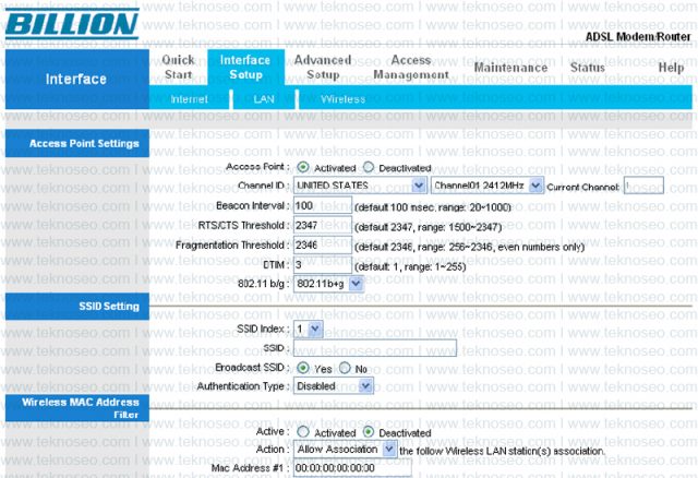 billion,bipac 5200s,modem kurulumu,wi-fi ayarları,arayüz giriş şifresi