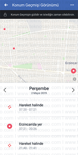 facebook,konum,geçmiş,görüntüleme