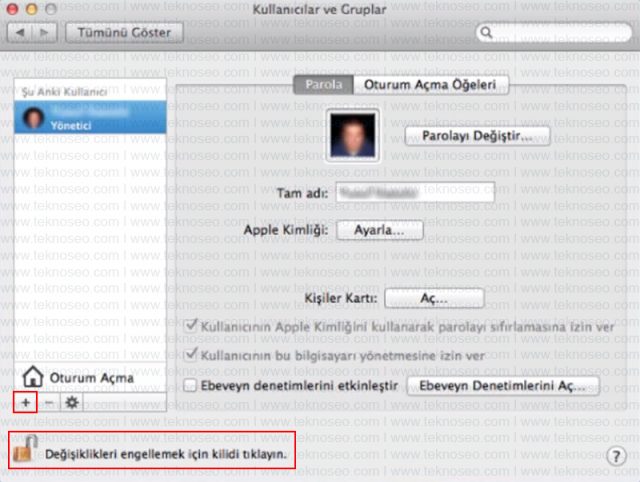 macbook,kullanıcı hesabı,ekleme,silme