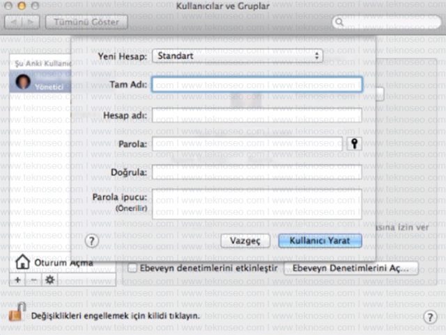 macbook,kullanıcı hesabı,ekleme,silme