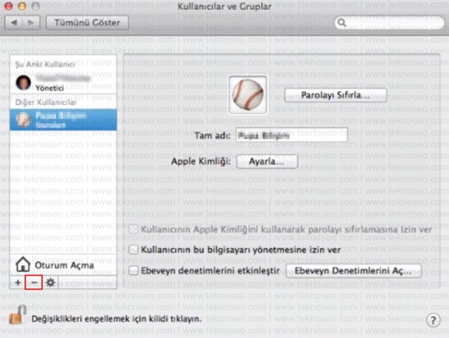 macbook,kullanıcı hesabı,ekleme,silme