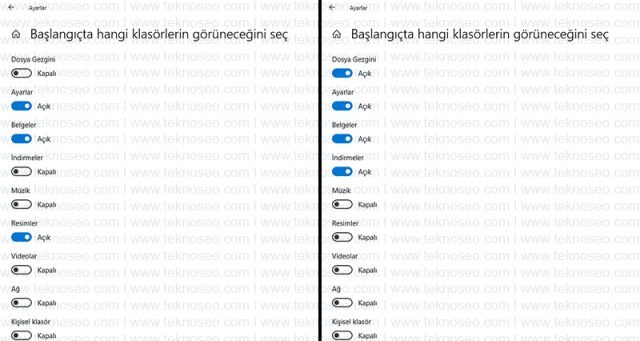 windows 10,başlat menüsü,kişiselleştirme,başlangıç,ayarlar