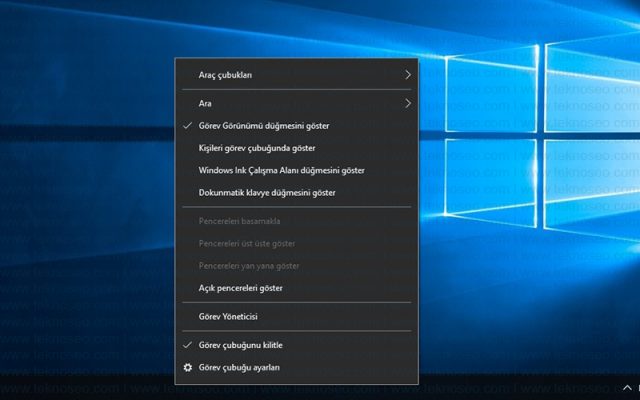 windows 10,görev çubuğu,ara simgesi,araç çubukları,sistem simgeleri