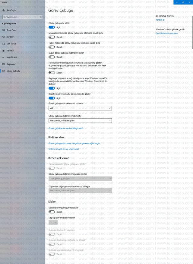 windows 10,görev çubuğu,ara simgesi,araç çubukları,sistem simgeleri