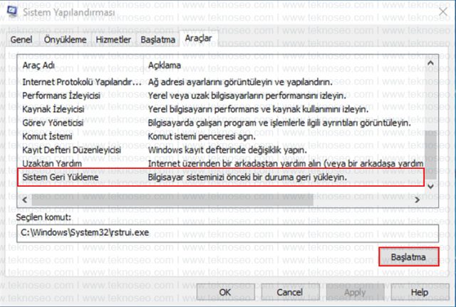 windows 10,sistem geri yükleme,system restore,sistem geri yükleme nasıl yapılır