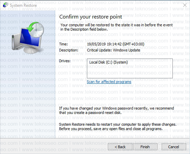 windows 10,sistem geri yükleme,system restore,sistem geri yükleme nasıl yapılır