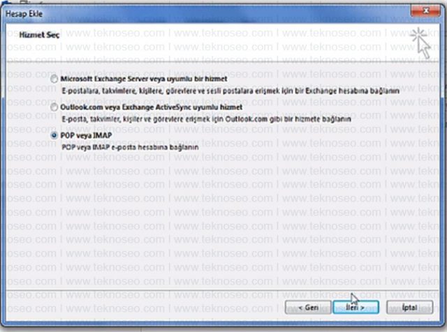 microsoft,outlook,pop3,imap,kurulum,hesap ekleme