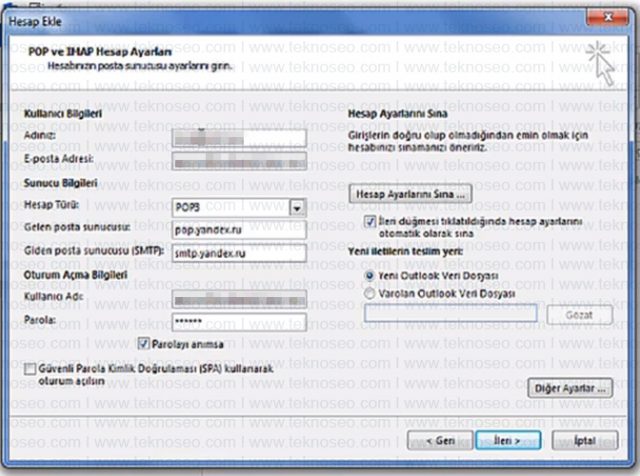 microsoft,outlook,pop3,imap,kurulum,hesap ekleme