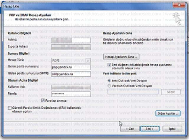 microsoft,outlook,pop3,imap,kurulum,hesap ekleme