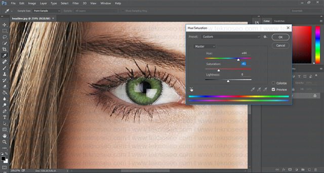 photoshop,göz rengi,renk değiştirme,eğitim