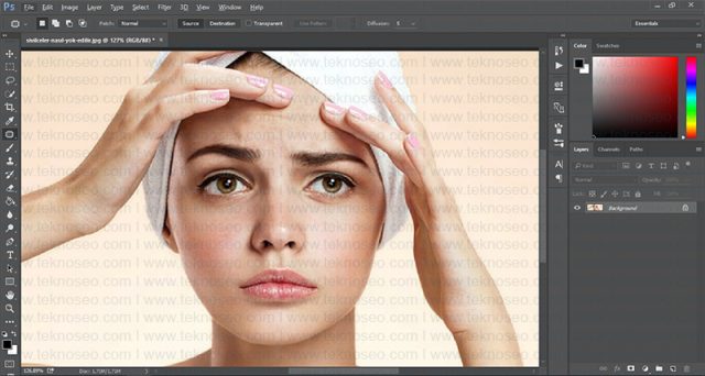 photoshop,eğitim,yüz temizleme,sivilce silme,leke temizleme