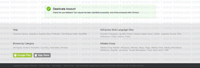 aliexpress,hesap silme,delete account,üyelik iptali,kalıcı hesap silme