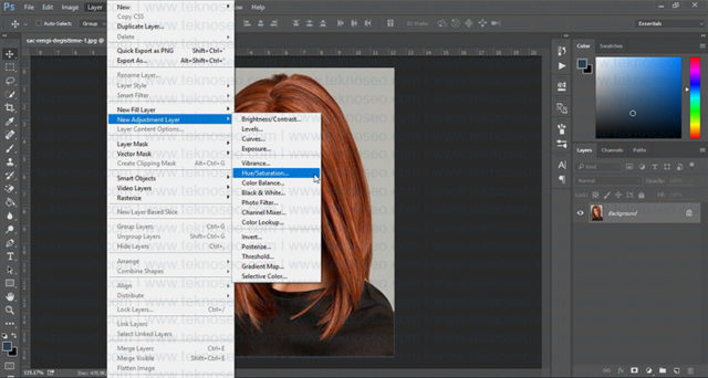 photoshop,saç rengi,renk değiştirme,eğitim