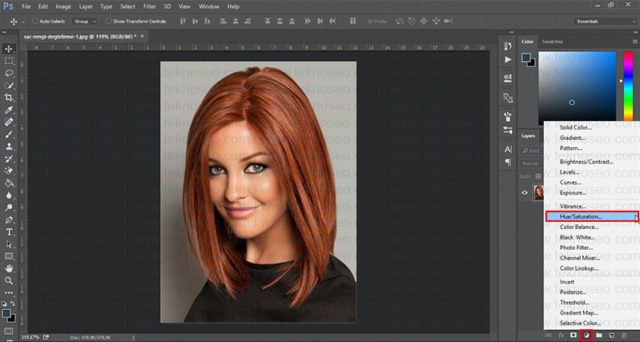photoshop,saç rengi,renk değiştirme,eğitim