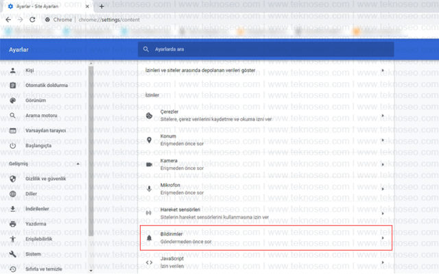 google chrome,bildirim,bildirim ayarları,bildirimleri kapatma