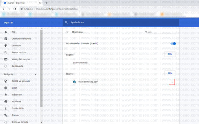 google chrome,bildirim,bildirim ayarları,bildirimleri kapatma
