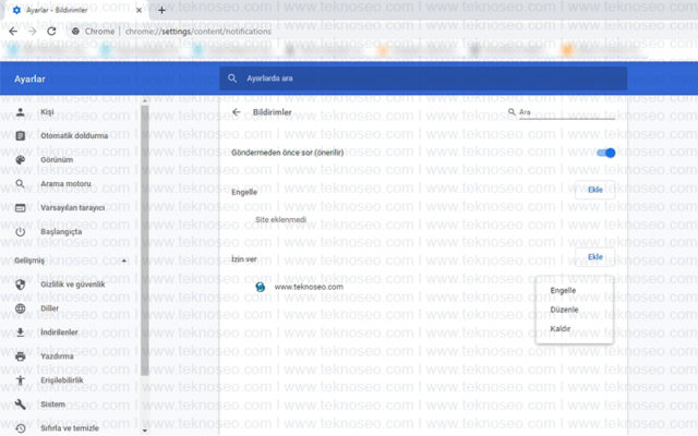 google chrome,bildirim,bildirim ayarları,bildirimleri kapatma
