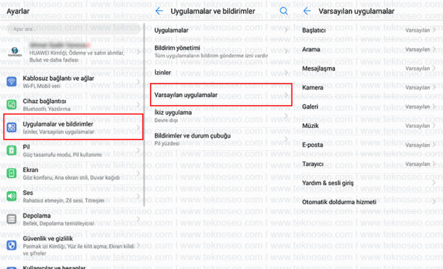 huawei,varsayılan uygulama,varsayılan e-posta,varsayılan tarayıcı