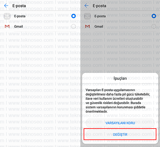 huawei,varsayılan uygulama,varsayılan e-posta,varsayılan tarayıcı