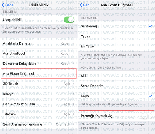 iphone,kilit açma,parmağı koyarak aç,ana ekran düğmesi