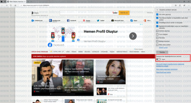 microsoft edge,gözatma verileri,tarama geçmişi,otomatik temizleme,otomatik silme