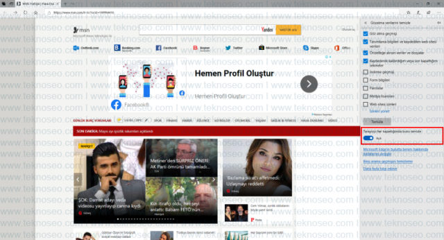 microsoft edge,gözatma verileri,tarama geçmişi,otomatik temizleme,otomatik silme