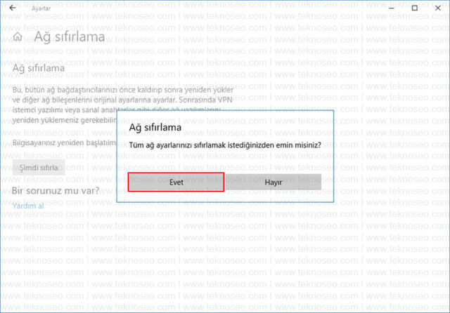 windows 10,ağ ayarları,sıfırlama,reset,ethernet sorunu