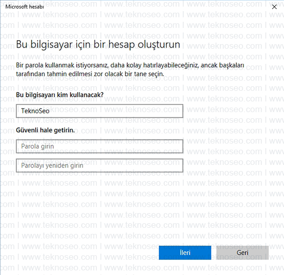 windows 10,yerel hesap,yeni kullanıcı,ekleme