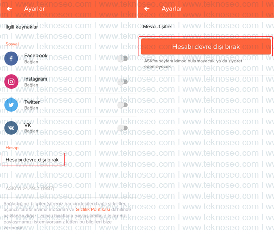 ask.fm,hesap dondurma,devre dışı bırakma