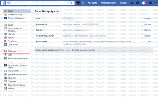 facebook,e-posta bildirim ayarları,bildirim ayarları