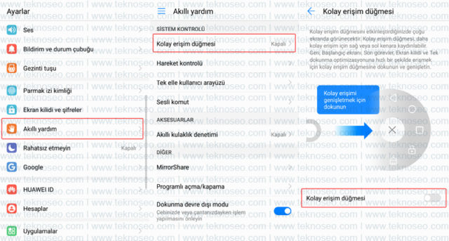 huawei,kolay erişim düğmesi,akıllı yardım