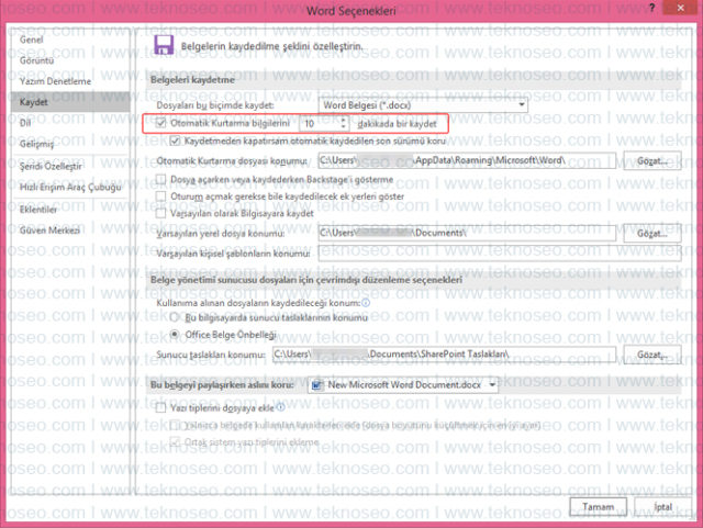 microsoft,word,otomatik kaydetme,otomatik kurtarma