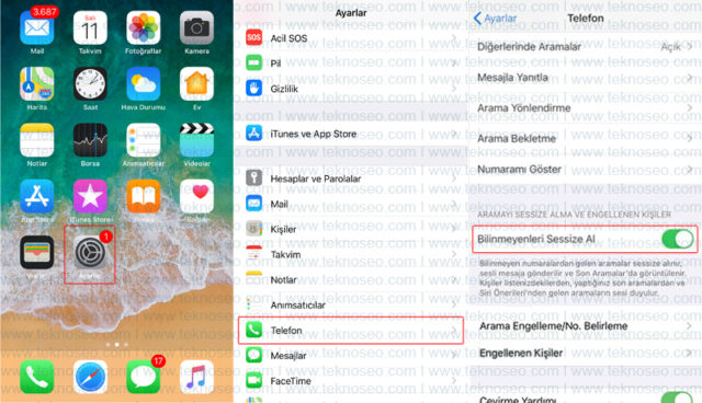 iphone,bilinmeyen numaralar,sessize alma