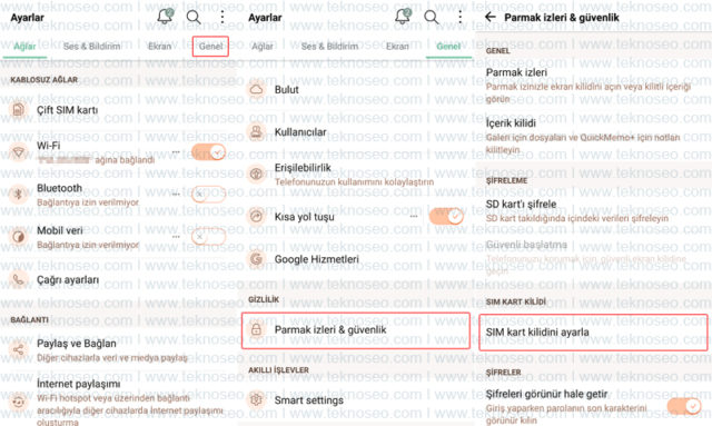 lg g6,sim kart kilidi,pin kodu,değiştirme