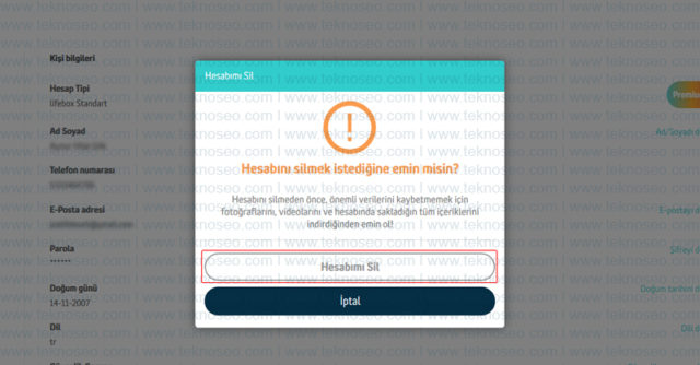lifebox,delete account,hesap silme,kalıcı hesap silme