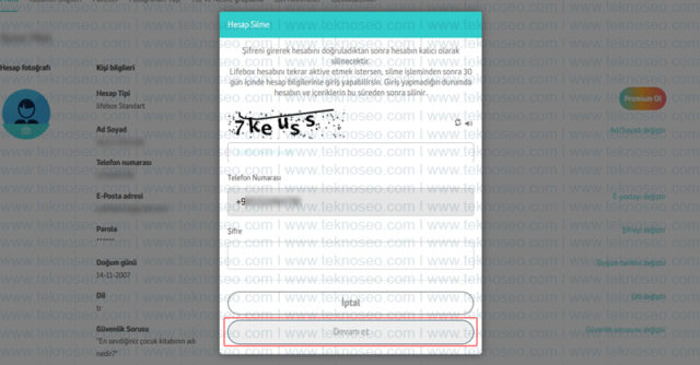 lifebox,delete account,hesap silme,kalıcı hesap silme