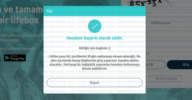 lifebox,delete account,hesap silme,kalıcı hesap silme