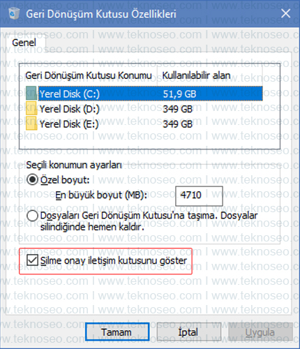 windows 10,dosya silme uyarısı,silme onayı