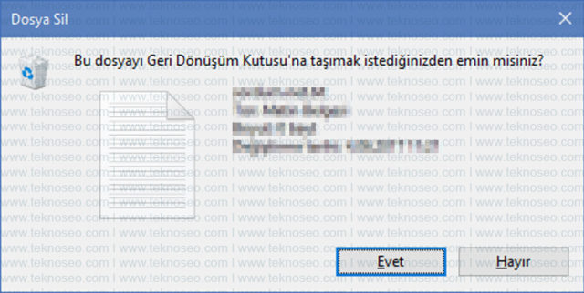 windows 10,dosya silme uyarısı,silme onayı