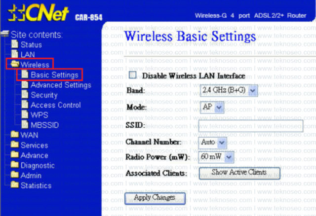 cnet,car-854,modem kurulumu,kablosuz ayarları,arayüz giriş şifresi