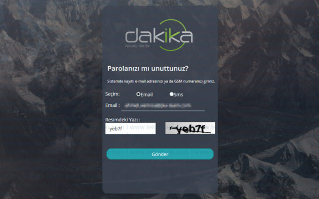 dakika personel yönetimi,şifremi unuttum,hesabıma giremiyorum,şifre sıfırlama