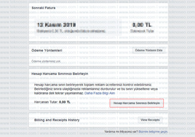 facebook,reklam,harcama sınırı,ödeme