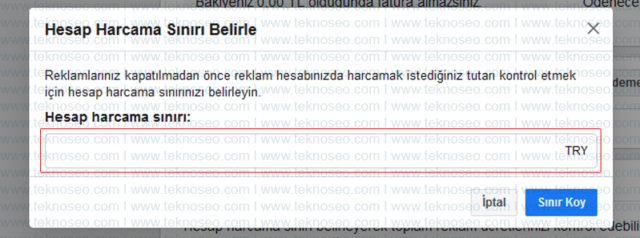 facebook,reklam,harcama sınırı,ödeme