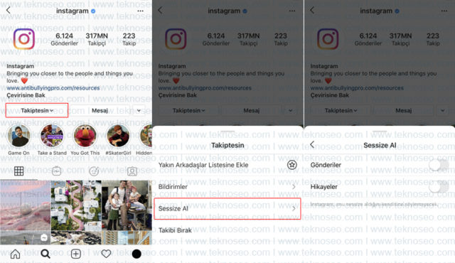 instagram,sessize al,mute,sessize al iptal