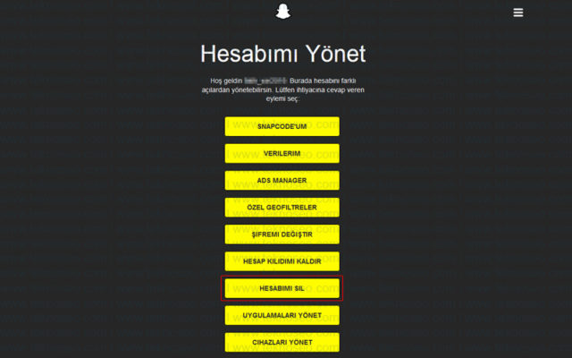 snapchat,hesap silme,delete account