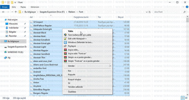 windows,font,yazı tipi,yükleme
