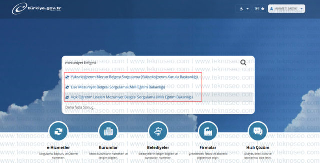 e-devlet,mezuniyet belgesi,üniversite,açık öğretim,lise