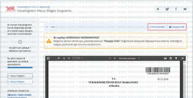 e-devlet,mezuniyet belgesi,üniversite,açık öğretim,lise