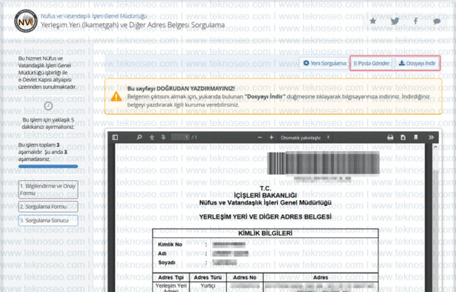 ikametgah belgesi,e-devlet,indir