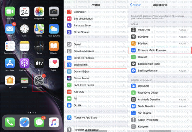iPhone'da kalın metin kullanımı